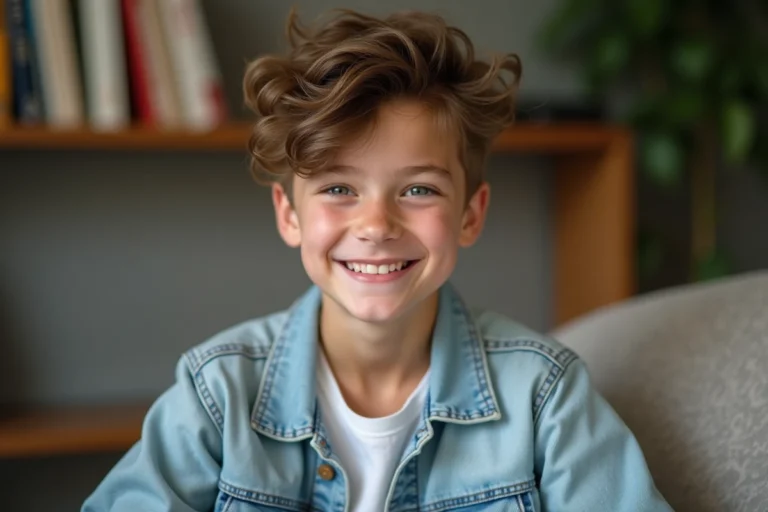 Garçon souriant en coupe garçon tendance 2026